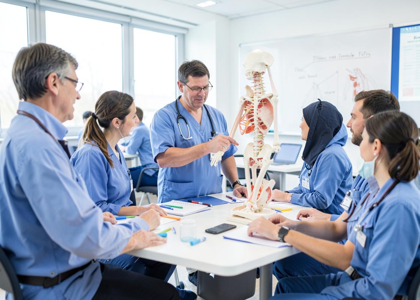 CAO clinicians in a continuing education session with an anatomical model